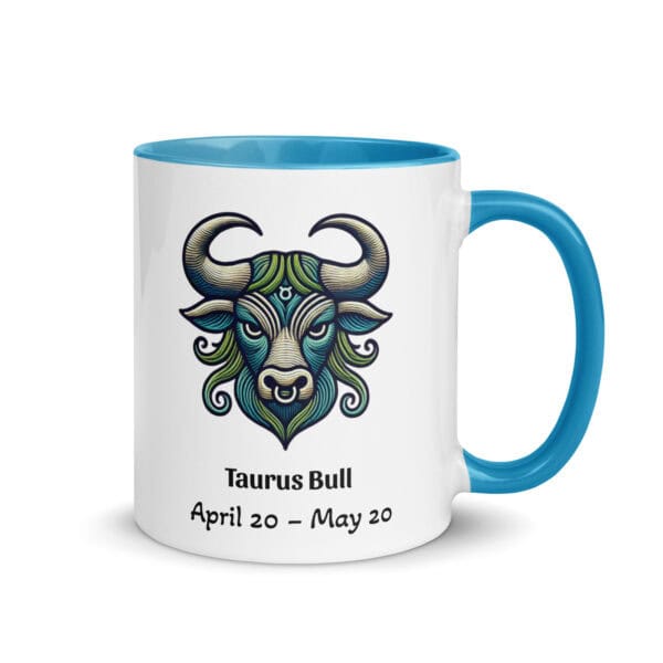 Taurus Green Bull Mug with Color Inside - Image 4