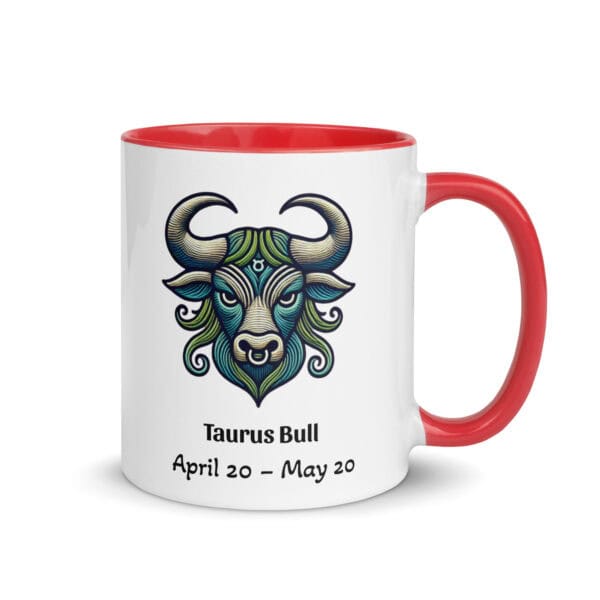 Taurus Green Bull Mug with Color Inside - Image 2