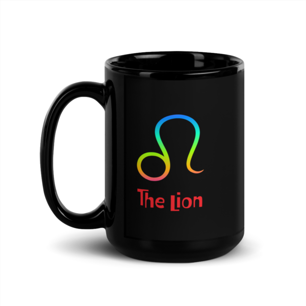 Leo Bravery Black Glossy Mug - Image 2