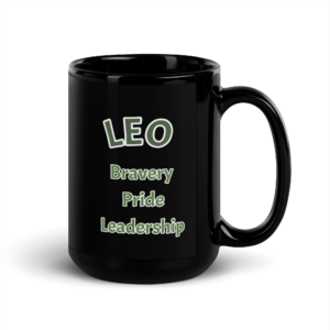 Leo Bravery Black Glossy Mug