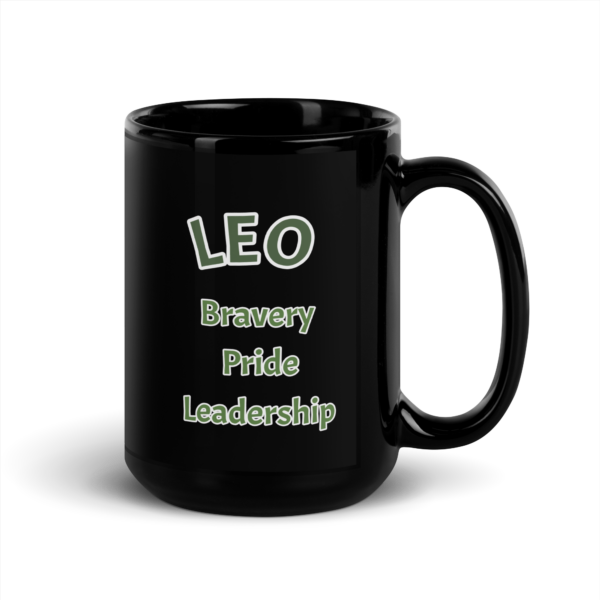 Leo Bravery Black Glossy Mug