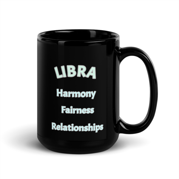 Libra Harmony Black Glossy Mug - Image 2