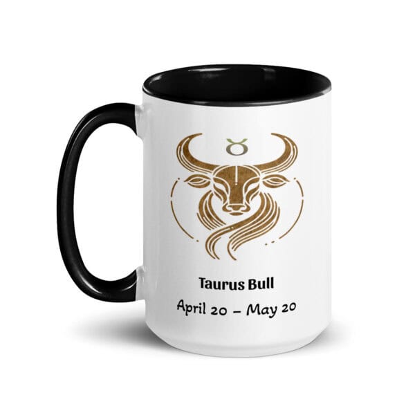 Taurus Gold Bull Mug with Color Inside - Image 3