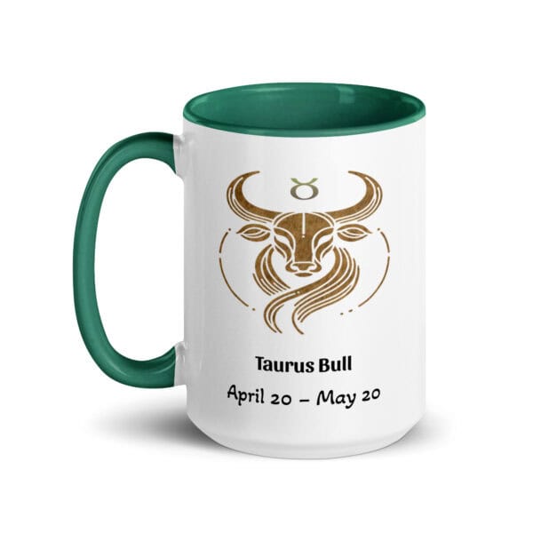 Taurus Gold Bull Mug with Color Inside - Image 2