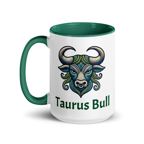 Taurus Green Bull Mug with Color Inside - Image 8