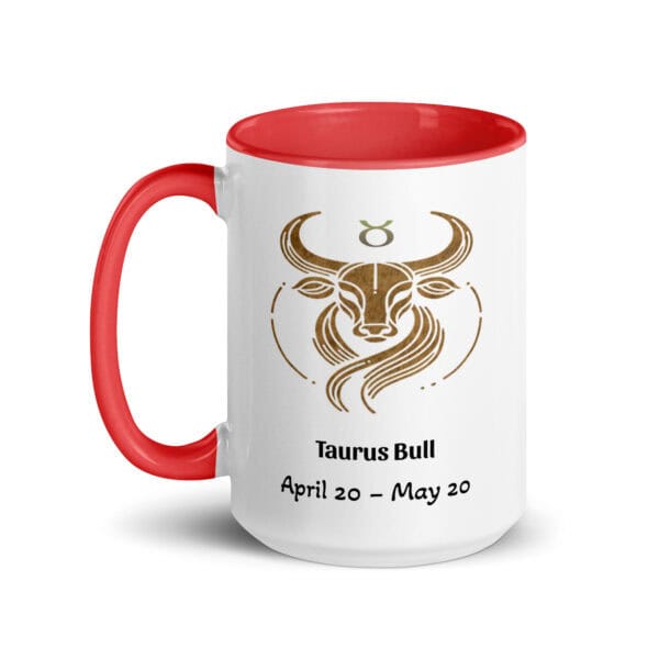 Taurus Gold Bull Mug with Color Inside - Image 4